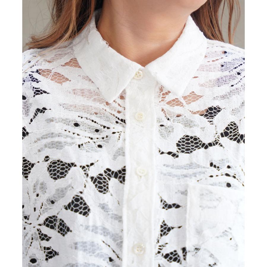 サクラ リーフラッセルレースクロップドシャツ SACRA レディース 国内