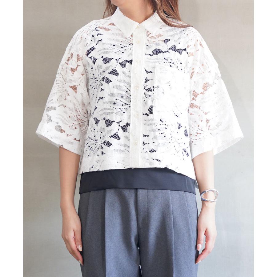サクラ リーフラッセルレースクロップドシャツ SACRA レディース 国内