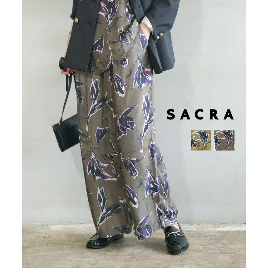 【お値下げ新品未開封】2025年新作中花柄プルオーバーとロングパンツセット サクラ AUTUMN FLORA PANTS SACRA 2025秋冬新作 レディース 国内正規品