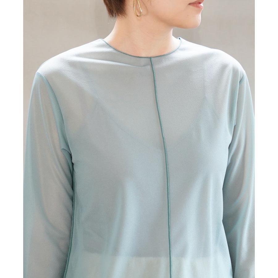 ププラ トリコットオーガンジー センターシーム シアープルオーバー PUPULA 144012 国内正規品 220403 送料無料 PUPULA（ププラ） トリコットオーガンジー センターシーム シアープル