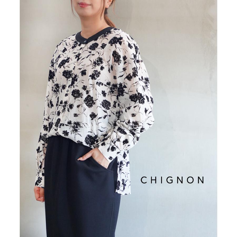 シニヨン 花柄フロッキープリントブラウス CHIGNON レディース 国内 