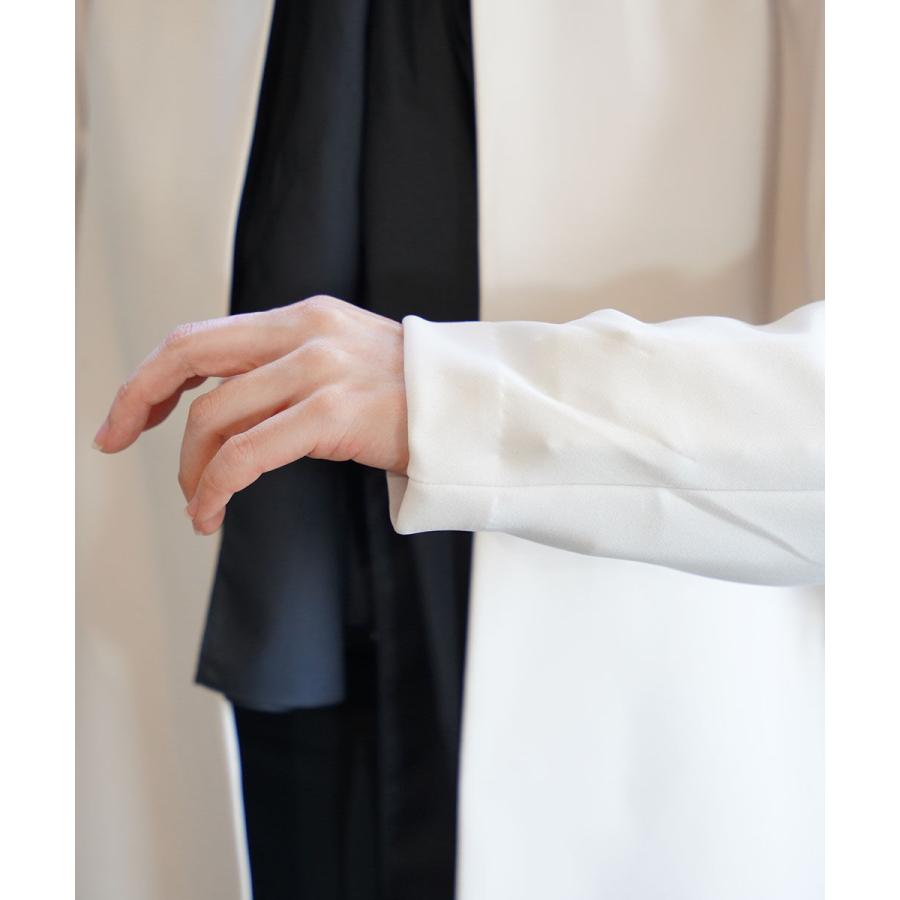 PUPULA（ププラ） アクアダブルニット ノーカラー ロングジャケット