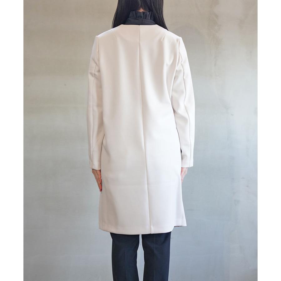 PUPULA（ププラ） アクアダブルニット ノーカラー ロングジャケット