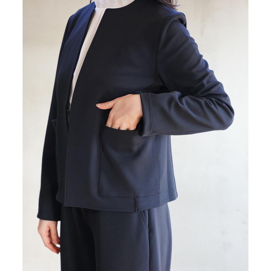 ププラ アクアダブルニット ポケットジャケット PUPULA 157002 国内正規品 2025春夏新作 送料無料 PUPULA（ププラ） アクアダブルニット ポケットジャケット レディース