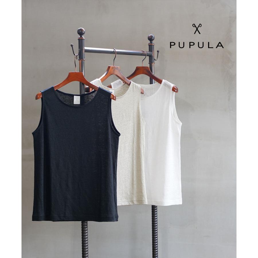 ププラ プレミアムリネン タンクトップ ノースリーブ PUPULA 157110 国内正規品 2025春夏新作 送料無料 PUPULA（ププラ） プレミアムリネン タンクトップ ノースリーブ