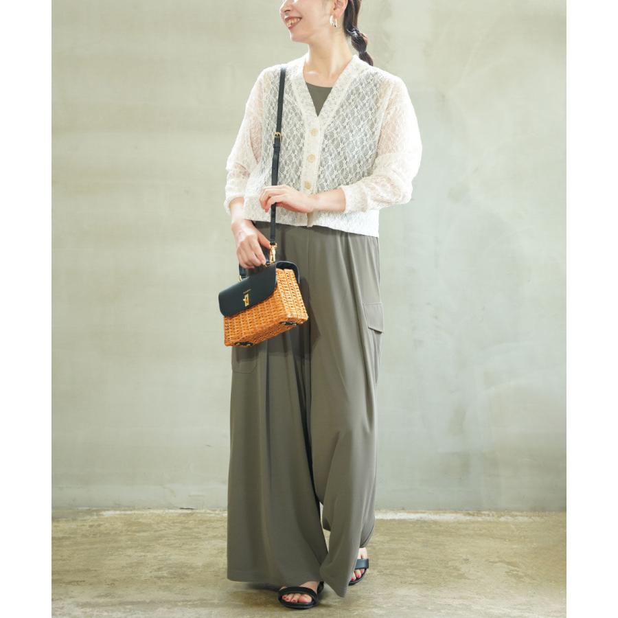 ププラ フラワー ラッセルレース Vネック カーディガン PUPULA 157203 国内正規品 2025春夏新作 送料無料 PUPULA（ププラ） フラワー ラッセルレース Vネック カーディガン