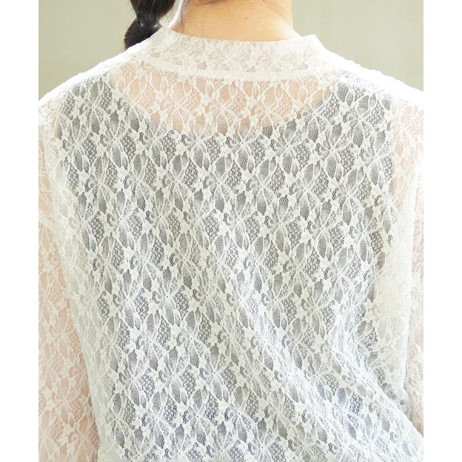 PUPULA（ププラ） フラワー ラッセルレース Vネック カーディガン