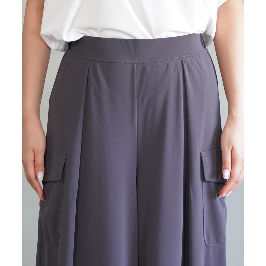 ププラ ヤギポリスムース ワイドパンツ スカーチョ PUPULA 359021 国内正規品 2025秋冬新作 送料無料 PUPULA（ププラ） ヤギポリスムース ポケット付き ワイドパンツ