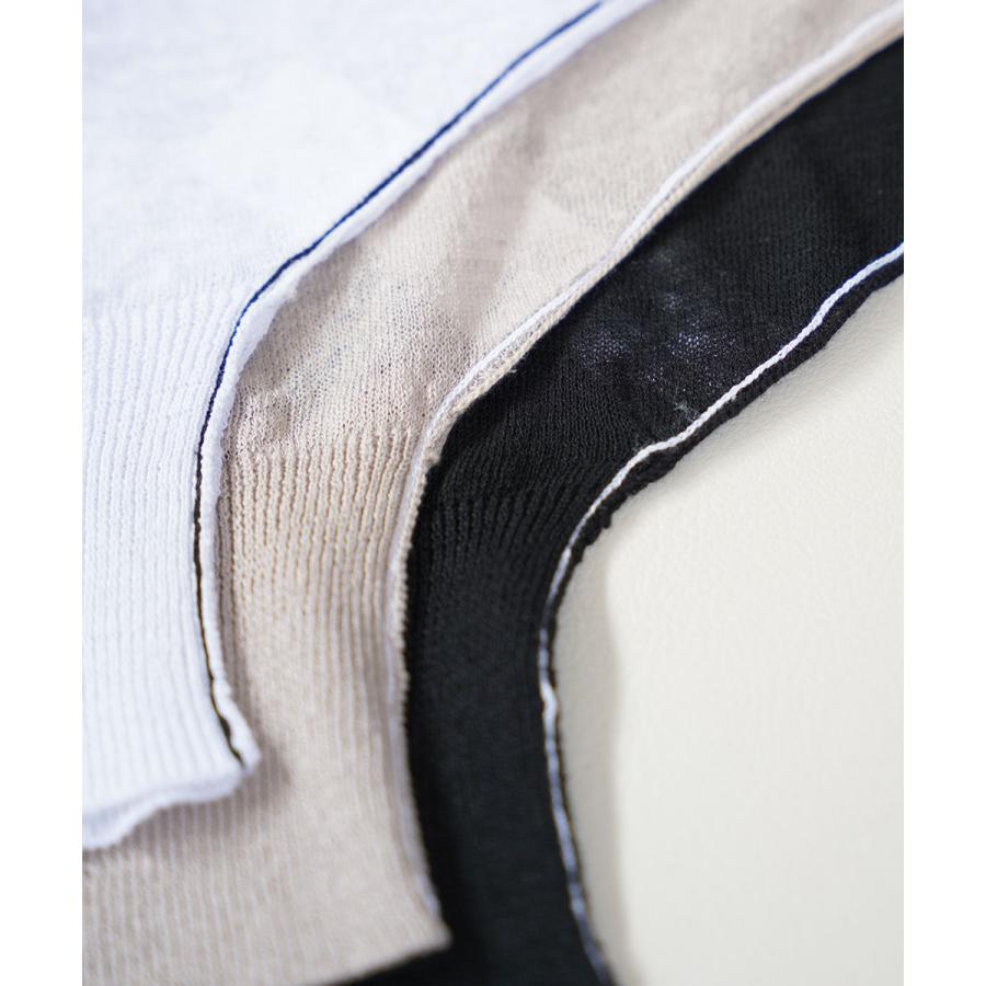 PUPULA（ププラ） リネンニットジャージィ カラーステッチ ドルマン