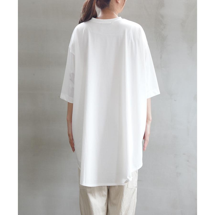 ミズイロインド モックネック フレア チュニックTシャツ mizuiro ind