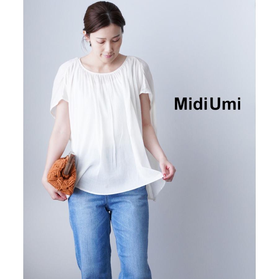 MidiUmi（ミディウミ） 楊柳ブラウス ワイドプルオーバー Midi-Umi 