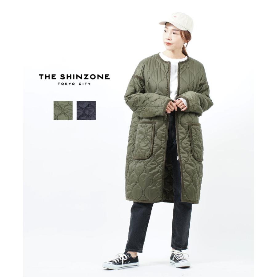 THE SHINZONEザシンゾーンベルベットキルティングコートネイビー