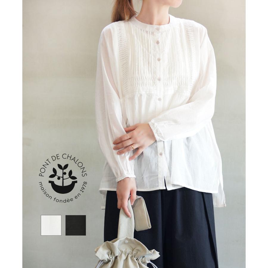 ポンデシャロン インド綿ウェーブピンタックチュニックブラウス PONT DE CHALONS 22551611 国内正規品 2025秋冬新作 送料無料 Pont de Chalons（ポンデシャロン） インド綿ウェーブピンタック