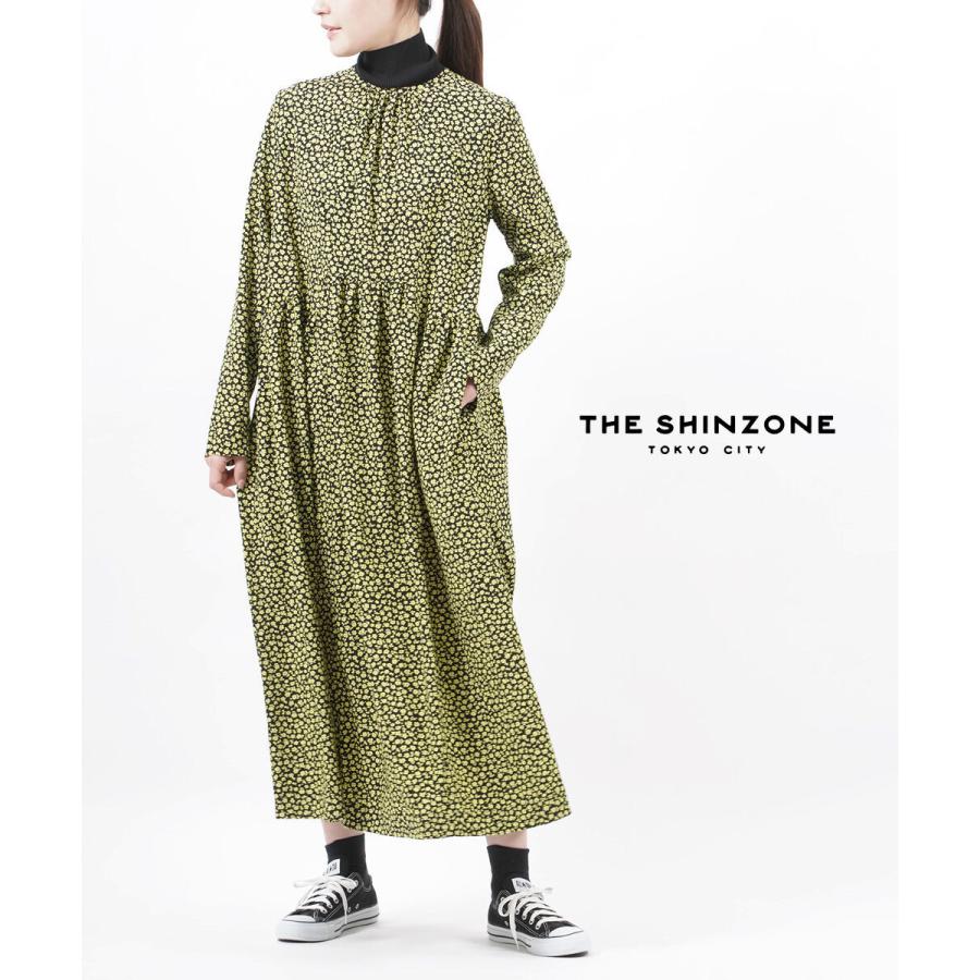 ザ シンゾーン ロングワンピース ギャザーワンピース プリント  