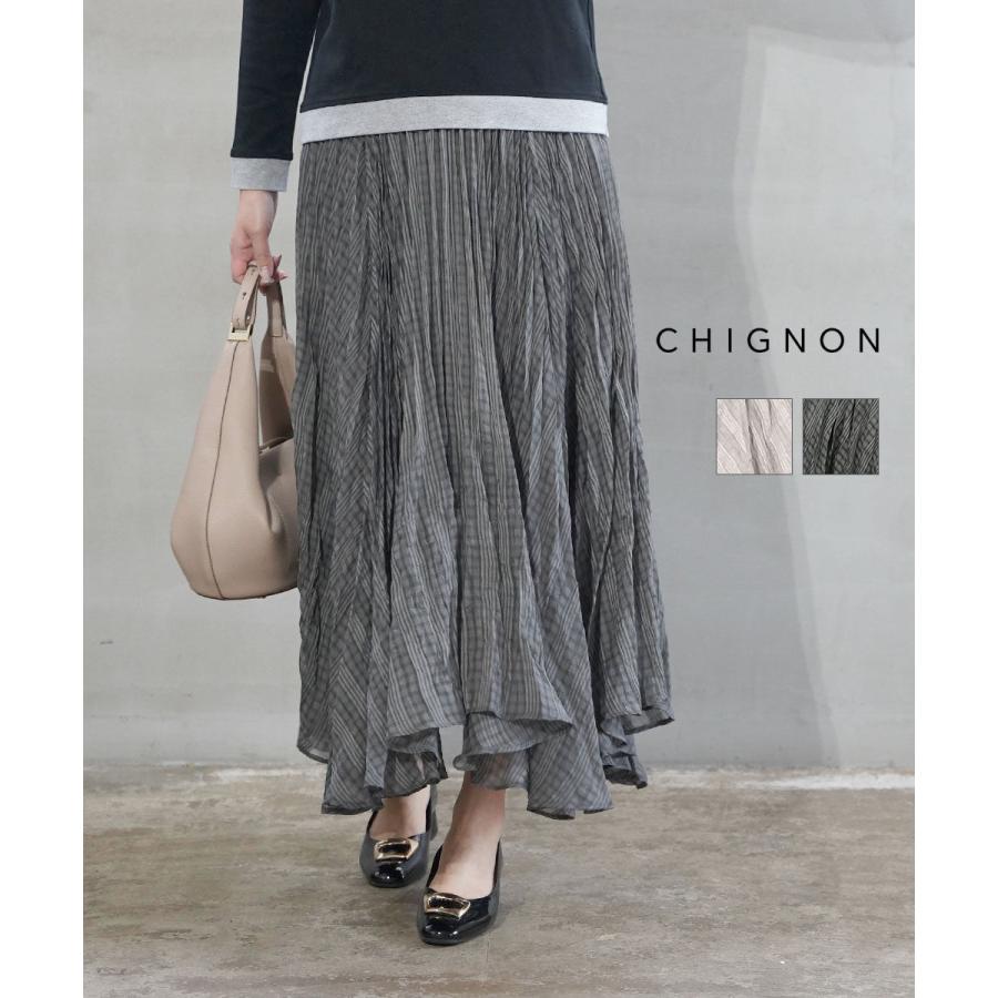 シニヨン シアーチェックプリーツスカート CHIGNON 2026春夏新作