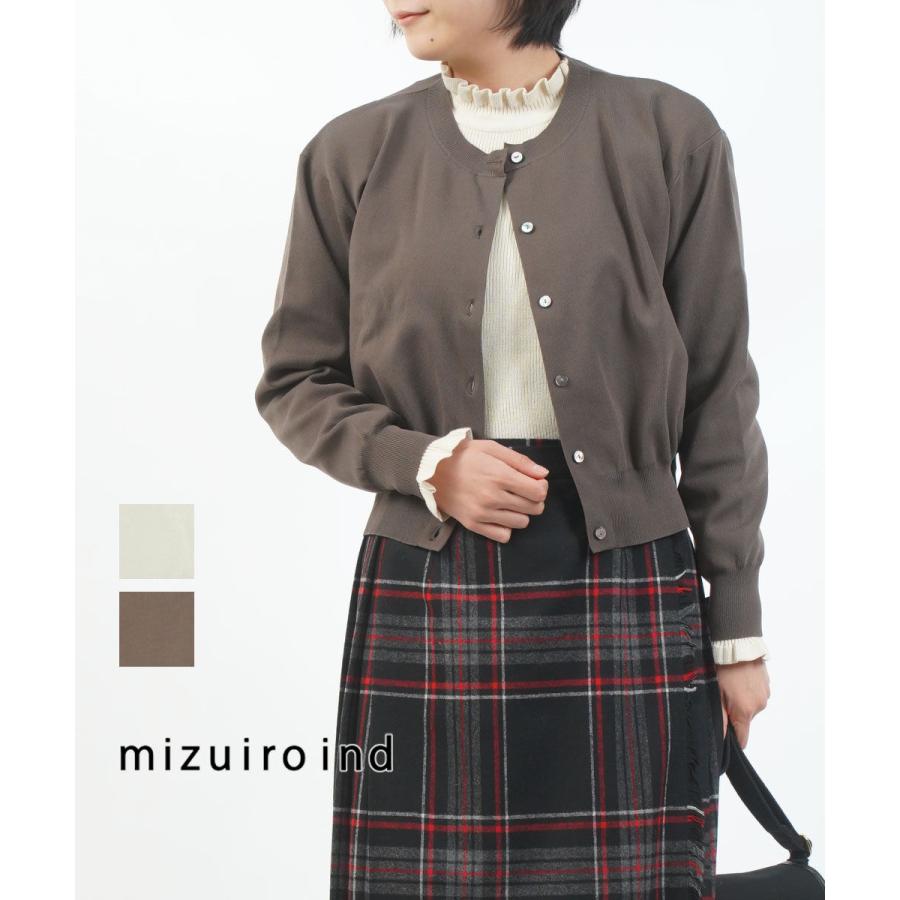 ミズイロインド クルーネックショートカーディガン mizuiro ind 