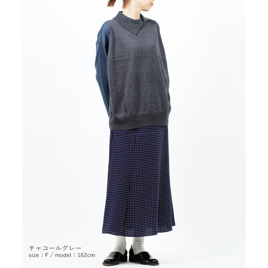 mizuiroind（ミズイロインド） ニットベスト アシンメトリーカラー