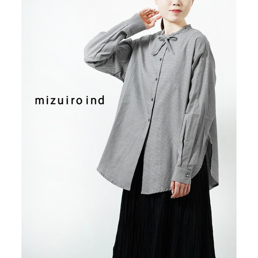 mizuiroind（ミズイロインド） シャツ チェックリボンタイシャツ