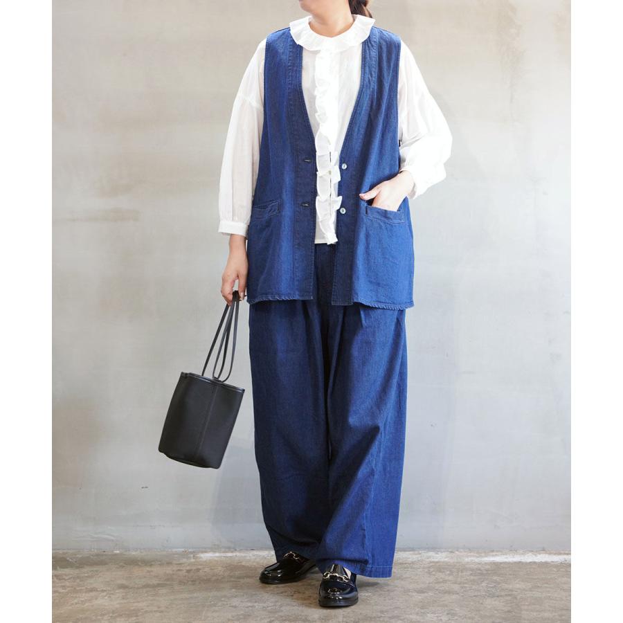 ミズイロインド デニムベスト mizuiro ind 2025秋冬新作 レディース