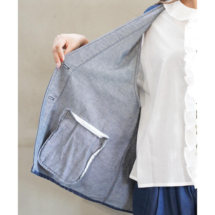 ミズイロインド デニムベスト mizuiro ind 2025秋冬新作 レディース