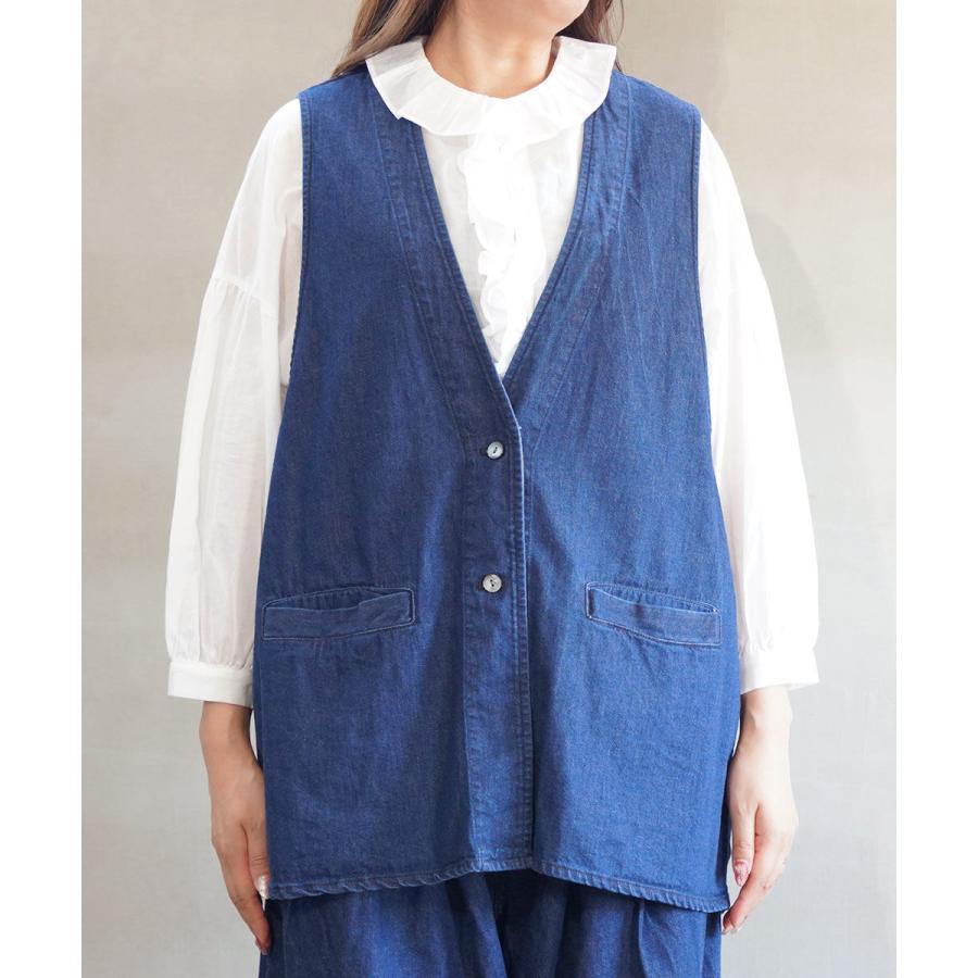 ミズイロインド デニムベスト mizuiro ind 2025秋冬新作 レディース