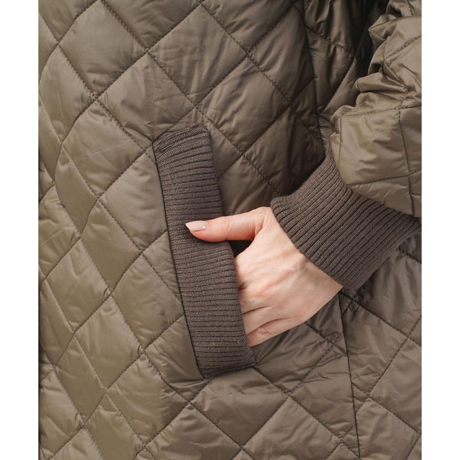 ミズイロインド リブカラーキルティングコート mizuiro ind レディース