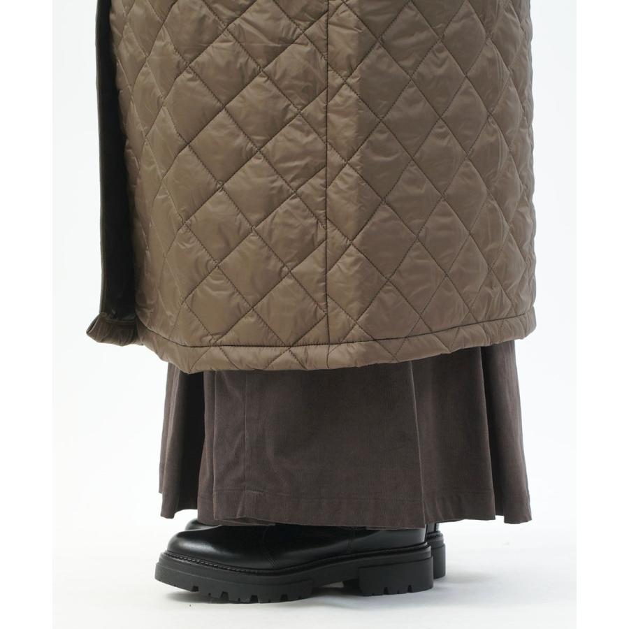 ミズイロインド リブカラーキルティングコート mizuiro ind レディース