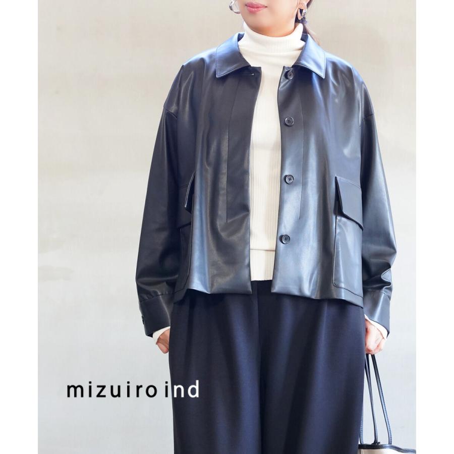 ミズイロインド シンセティックレザー シャツジャケット mizuiro ind