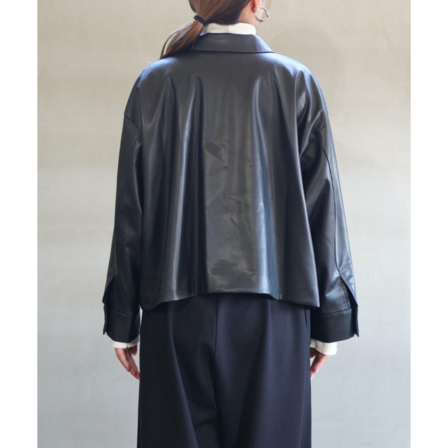 ミズイロインド シンセティックレザー シャツジャケット mizuiro ind 