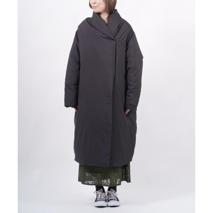 ミズイロインド ロングダウンコート drape down coat ドレープダウン