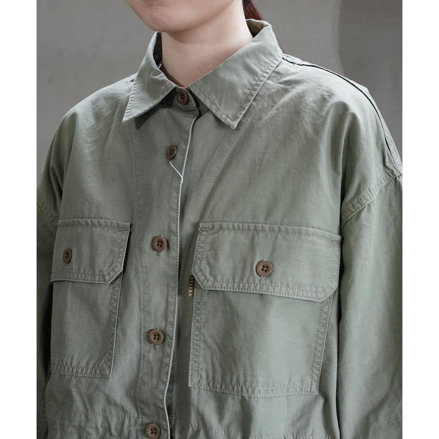 lelill レリル　タグ付き新品　ミリタリーシャツ　カーキ 現行完売品✨lelill レリル リップストップミリタリーシャツ カーキ M
