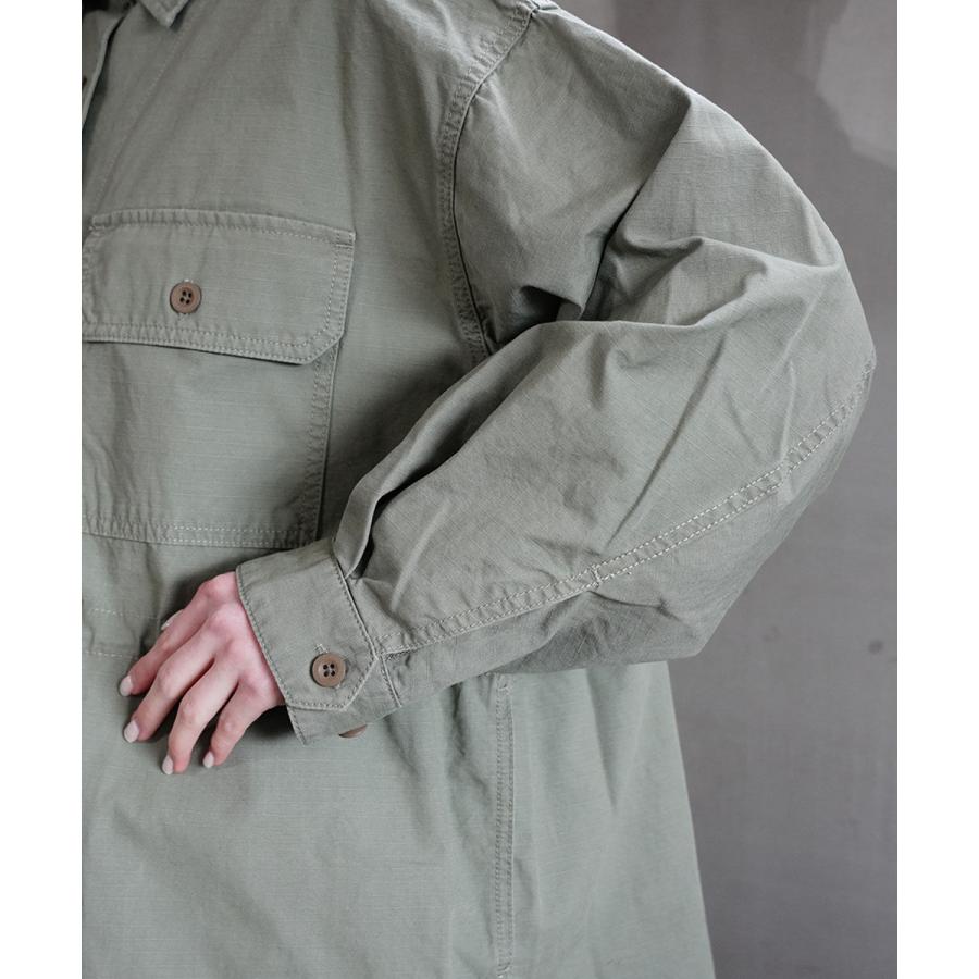 lelill レリル　タグ付き新品　ミリタリーシャツ　カーキ 現行完売品✨lelill レリル リップストップミリタリーシャツ カーキ M
