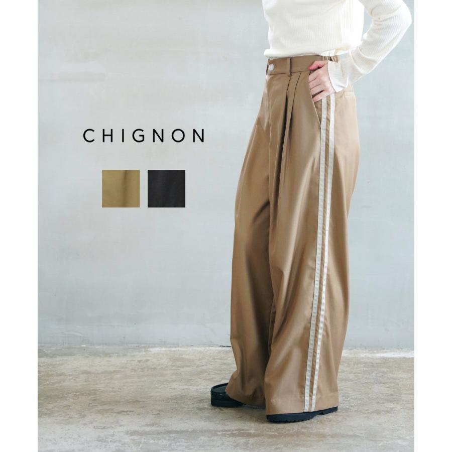 シニヨン ダブルラインワイドパンツ CHIGNON 2024秋冬新作 レディース  