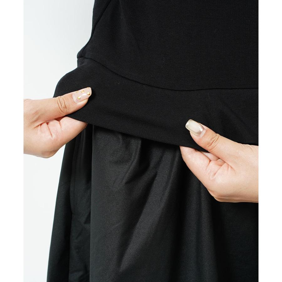 PUPULA（ププラ） ワンピース タフタ×ミラノジャージィ 切り替え