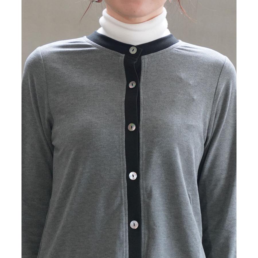 ププラ MIPストレッチスウェード 配色カーディガン PUPULA 333062 国内正規品 220309 送料無料 PUPULA（ププラ） MIPストレッチスウェード 配色カーディガン PUPULA