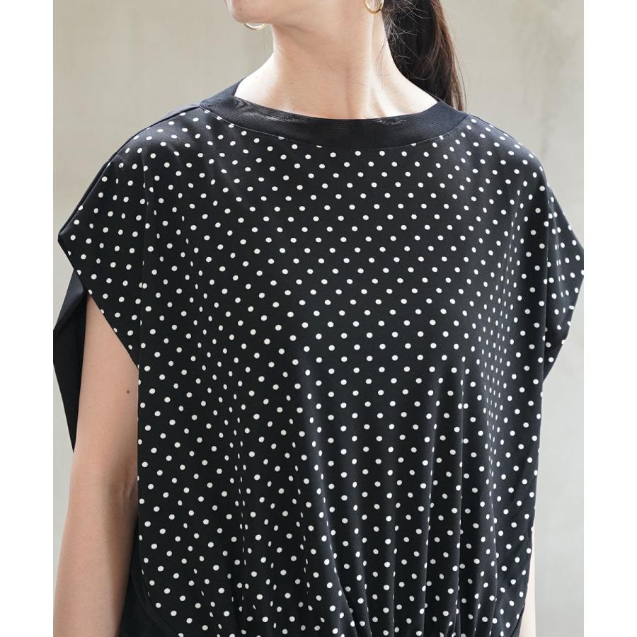 PUPULA（ププラ） ドットスムース×サテン×ネット フロントギャザー