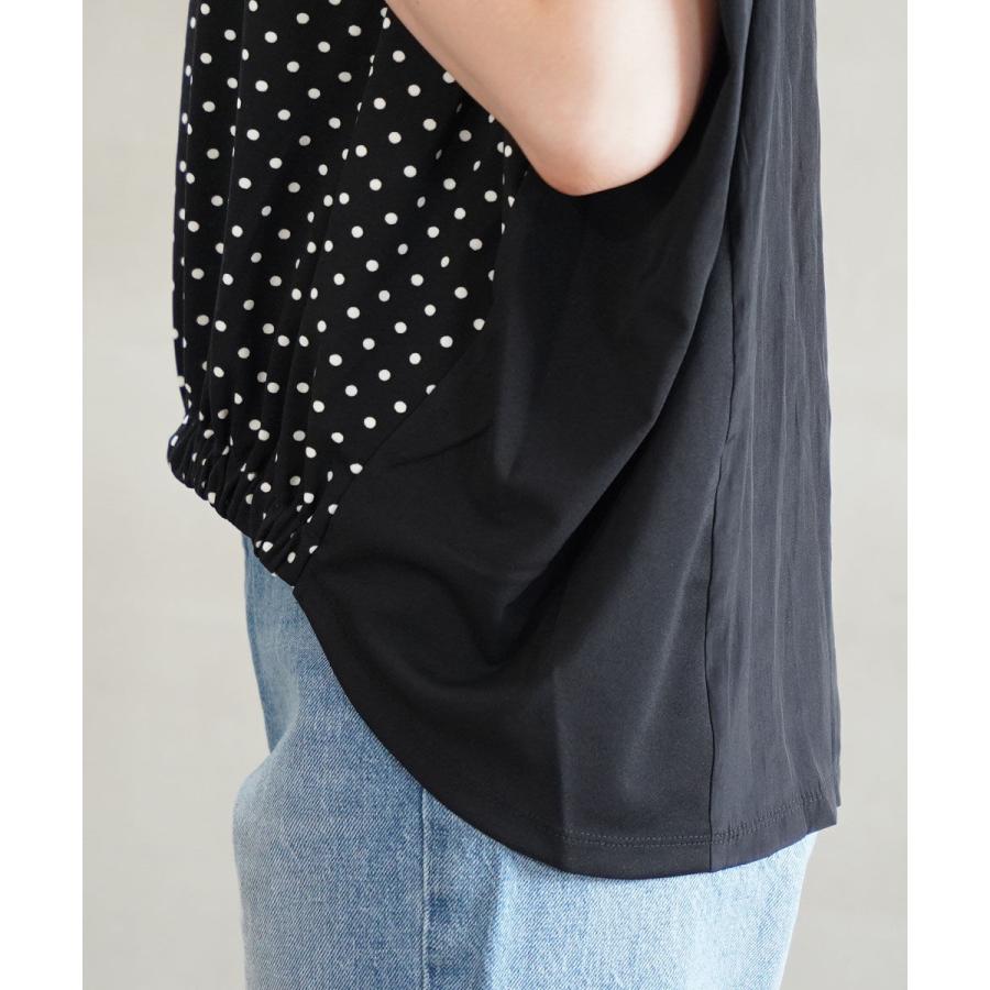 PUPULA（ププラ） ドットスムース×サテン×ネット フロントギャザー