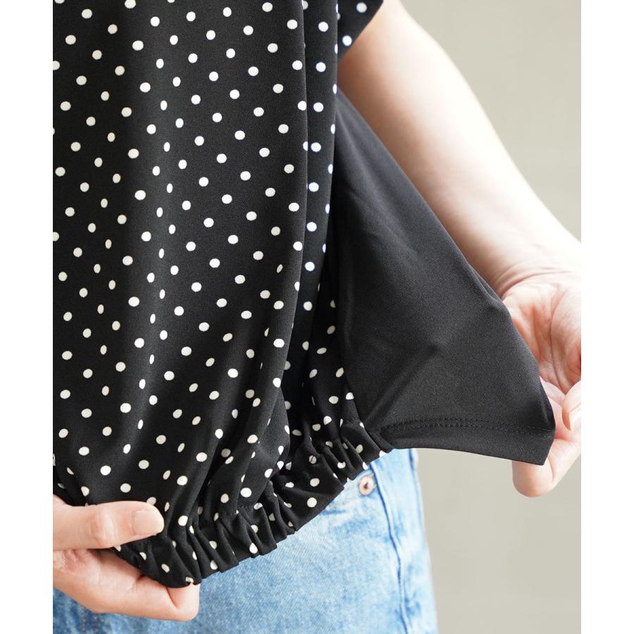 PUPULA（ププラ） ドットスムース×サテン×ネット フロントギャザー