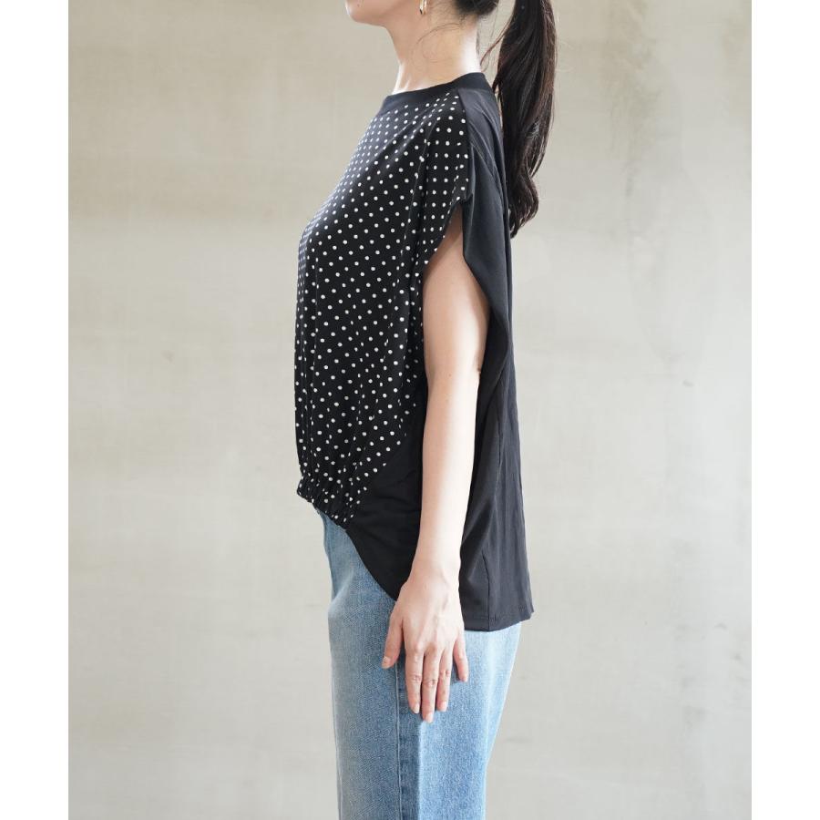 ププラ ドットスムース×サテン×ネット フロントギャザー プルオーバー PUPULA 346007 国内正規品 220409 送料無料 PUPULA（ププラ） ドットスムース×サテン×ネット フロントギャザー