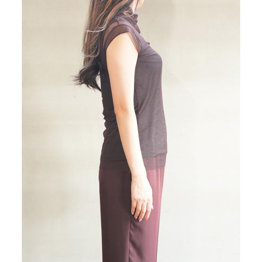 ププラ チュール ハイネック ノースリーブカットソー PUPULA 346020 国内正規品 2025秋冬新作 メール便可能商品[M便 5/5] PUPULA（ププラ） チュール ハイネック ノースリーブカットソー PUPULA