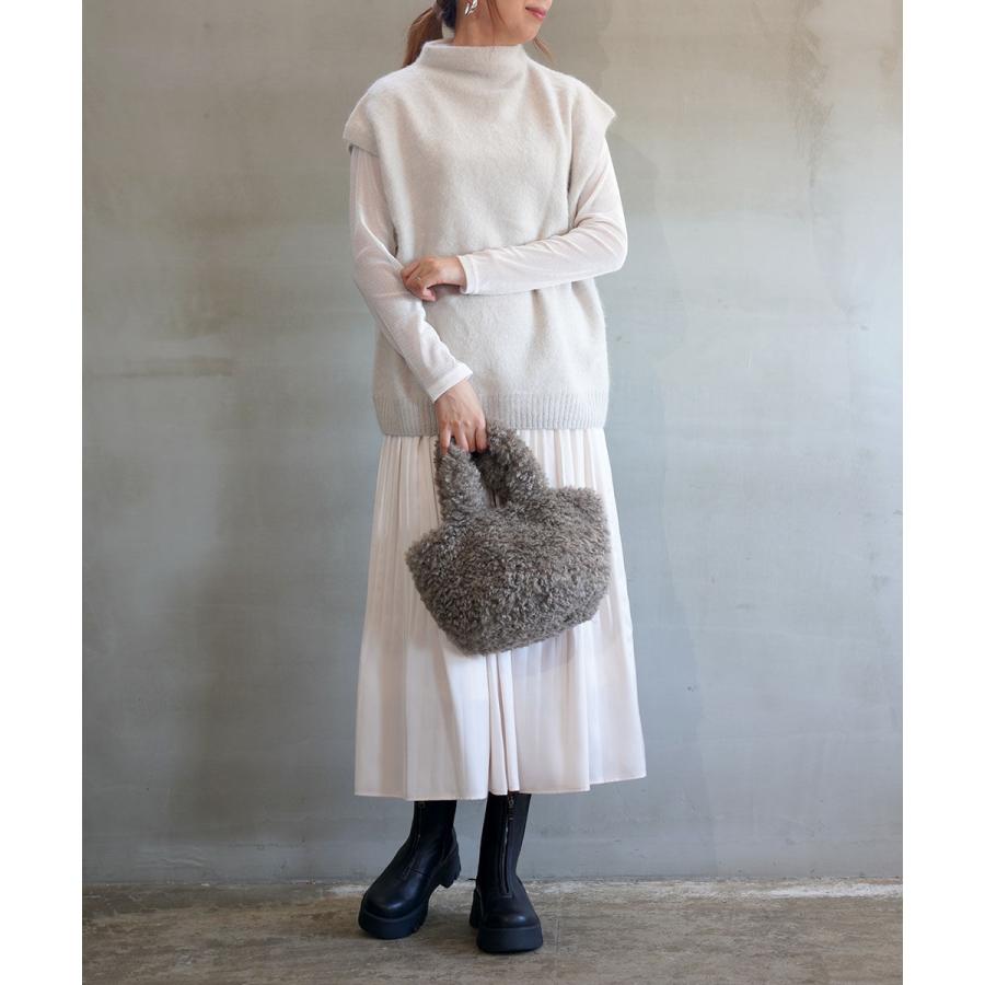 PUPULA（ププラ） ベロアメッシュ ボトルネック カットソー レディース