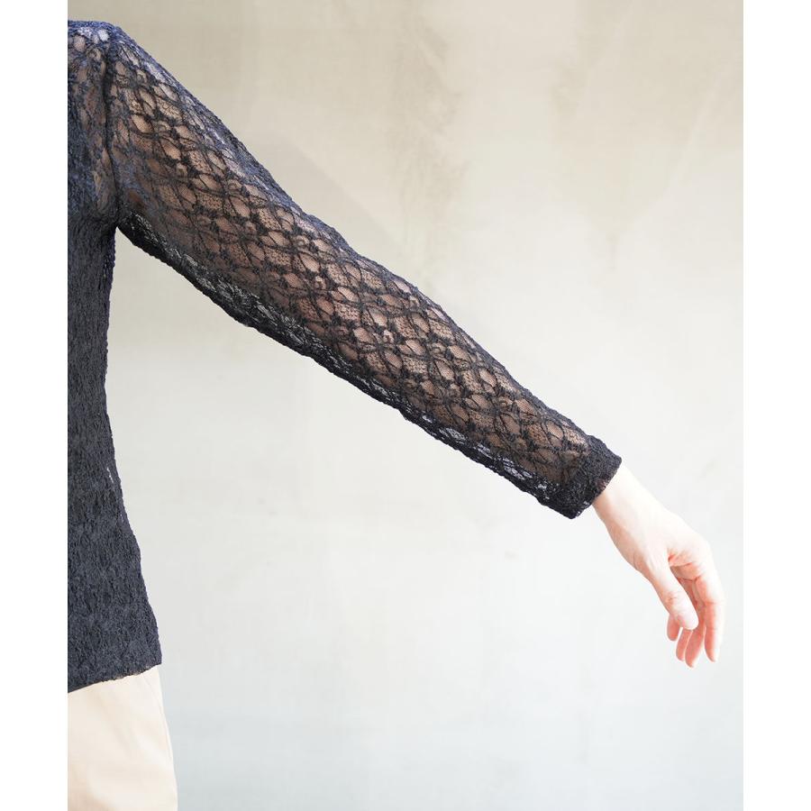 PUPULA ププラ フラワーラッセルレース 長袖 クルーネック プル