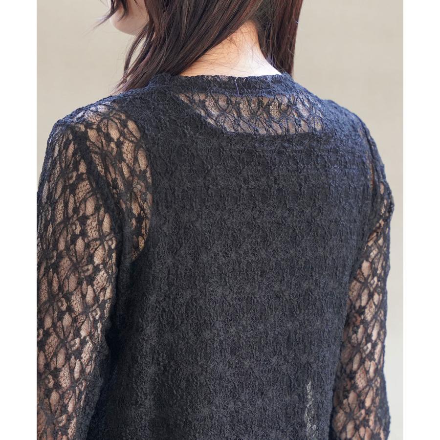 ププラ フラワーラッセルレース 長袖 クルーネック プルオーバー PUPULA 359003 国内正規品 2025秋冬新作 送料無料 PUPULA ププラ フラワーラッセルレース 長袖 クルーネック プル