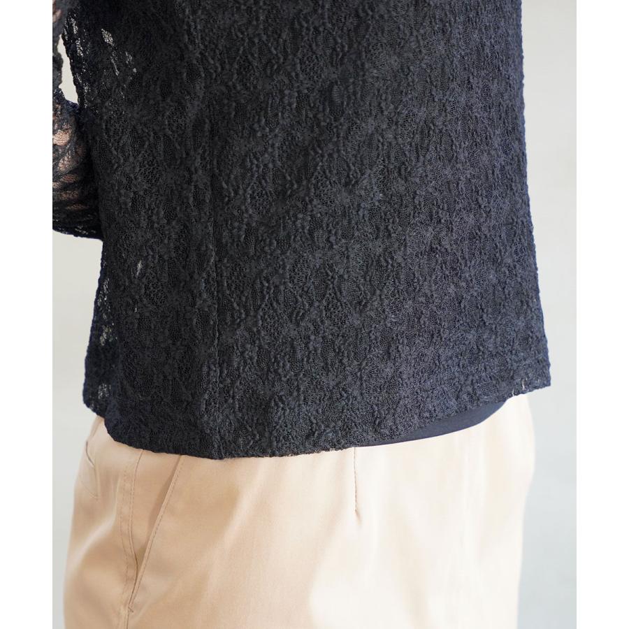 PUPULA ププラ フラワーラッセルレース 長袖 クルーネック プル