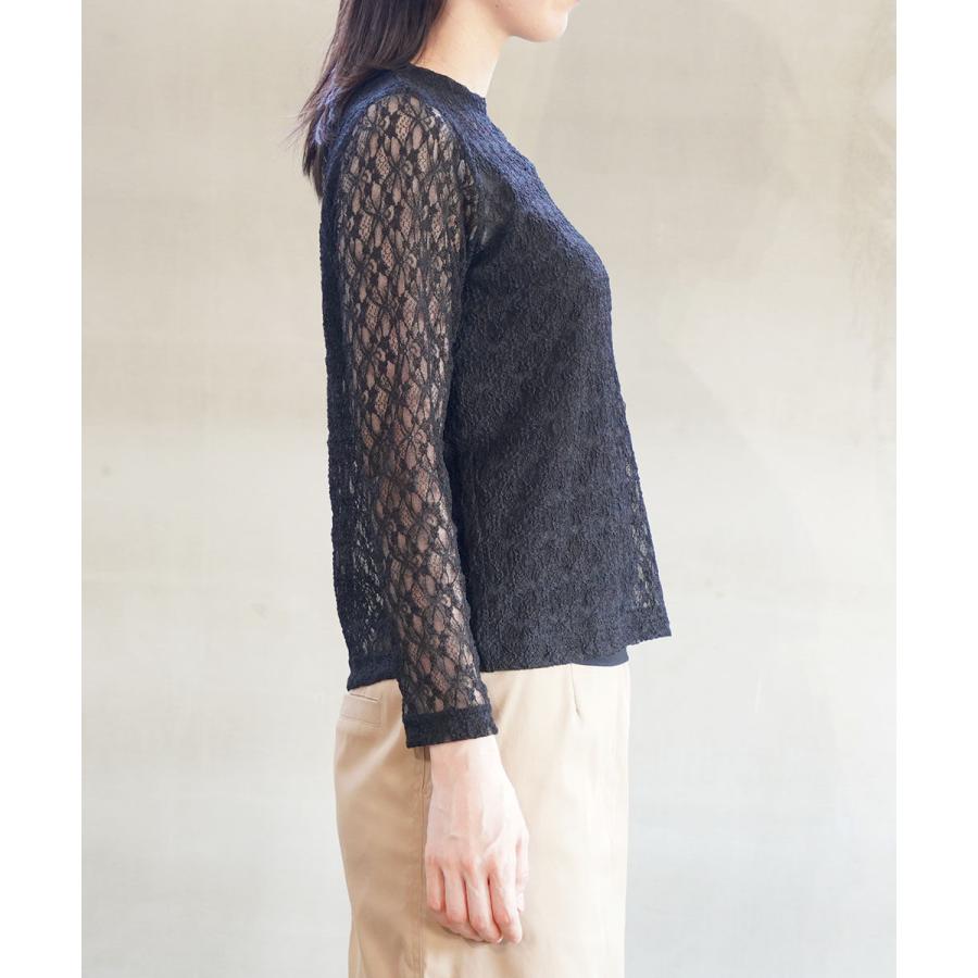 PUPULA ププラ フラワーラッセルレース 長袖 クルーネック プル