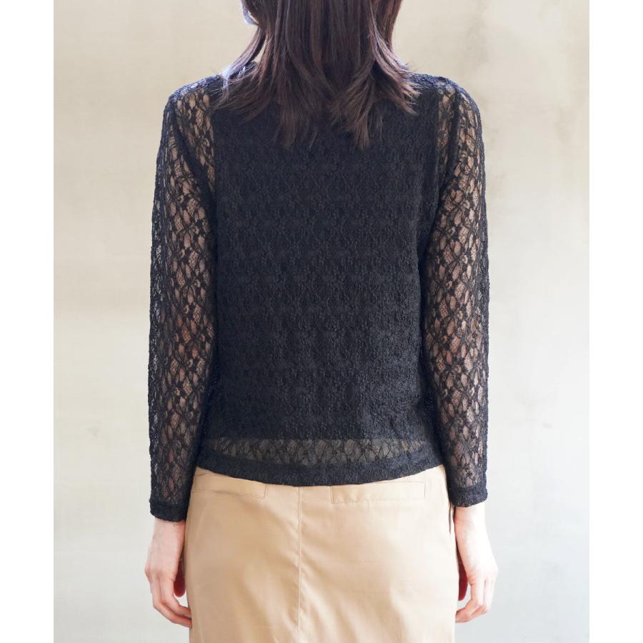 PUPULA ププラ フラワーラッセルレース 長袖 クルーネック プル