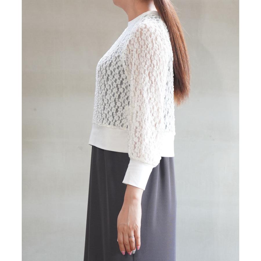 ププラ シュリンクレース シアー プルオーバー PUPULA 359008 国内正規品 2025秋冬新作 送料無料 PUPULA（ププラ） シュリンクレース シアー プルオーバー PUPULA 2025