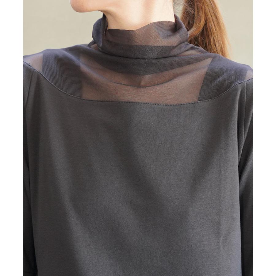 PUPULA（ププラ） アナヤスムースジャージィ×ネット 7分袖 シアー