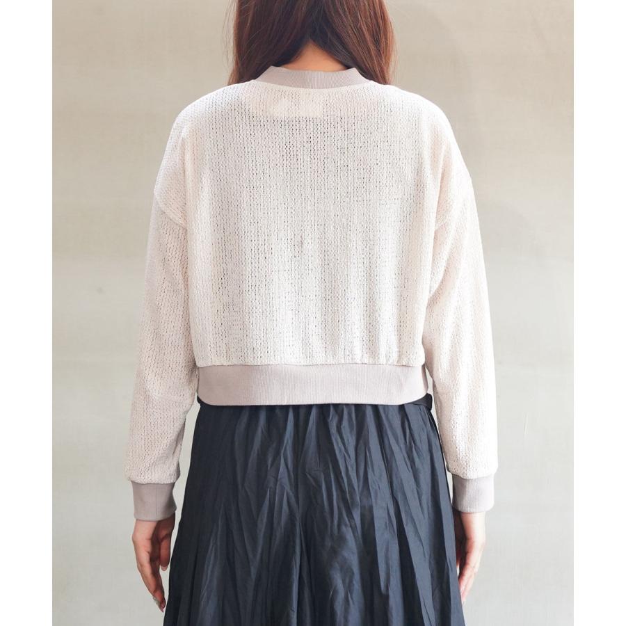 ププラ シアーレース×リブ 長袖 Vネック カーディガン PUPULA 359017 国内正規品 2025秋冬新作 送料無料 PUPULA（ププラ） シアーレース×リブ 長袖 Vネック カーディガン