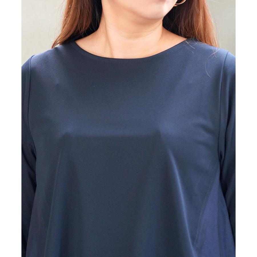 ププラ ヤギポリスムース×ドライツイル 5分袖 アシンメトリー プルオーバー PUPULA 359020 国内正規品 2025秋冬新作 送料無料 PUPULA（ププラ） ヤギポリスムース×ドライツイル 5分袖